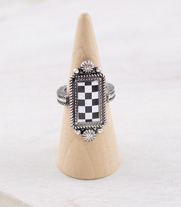 Checkered Bar Ring