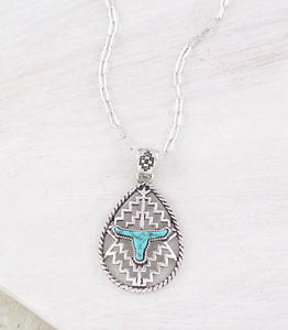 Cowhead Teardrop Pendant Necklace