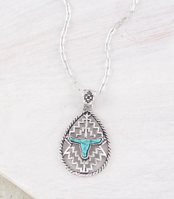 Cowhead Teardrop Pendant Necklace