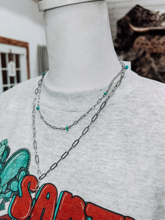 14” Chain Choker with Authentic Turquoise