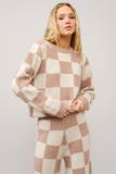 Lazy Day Checkerboard Knit Sweater Set