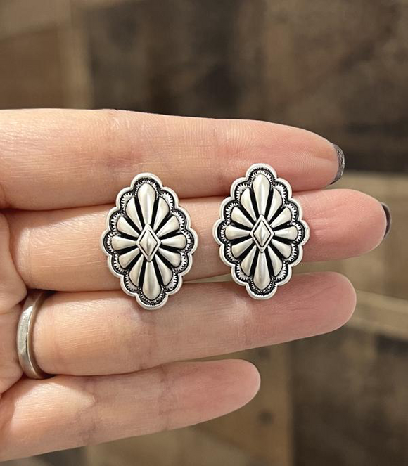 Western Diamond Concho Earrings