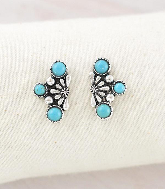 Turquoise Semi Stone Post Earrings