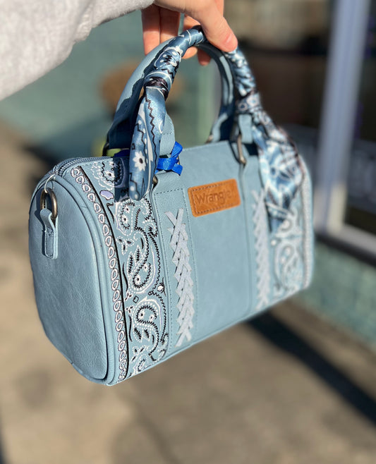 Wrangler Paisley Print Barrel Crossbody Bag *Jean