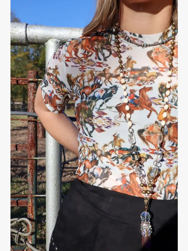 Buckaroo Short-Sleeve Mesh Top