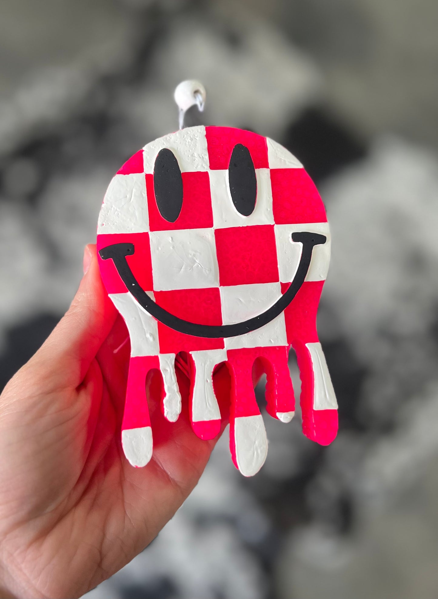 Checkered Drip Smiley Freshie- Volcano
