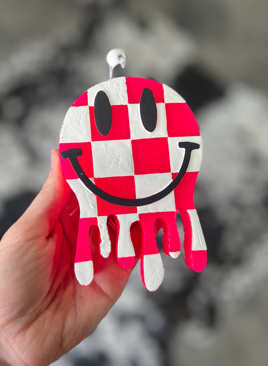 Checkered Drip Smiley Freshie- Volcano