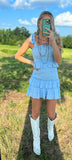 Baby Blue Smocked Ruffle Mini Dress