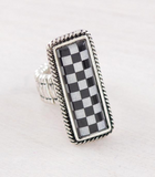 Checkered Bar Ring