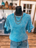 The Gabby Waffle Knit Top *Ocean Blue