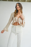 Ruffle Long Sleeve Crop Top