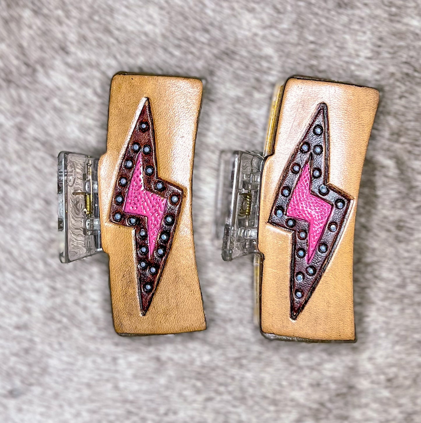 Bolt Tooled Leather Claw Clip