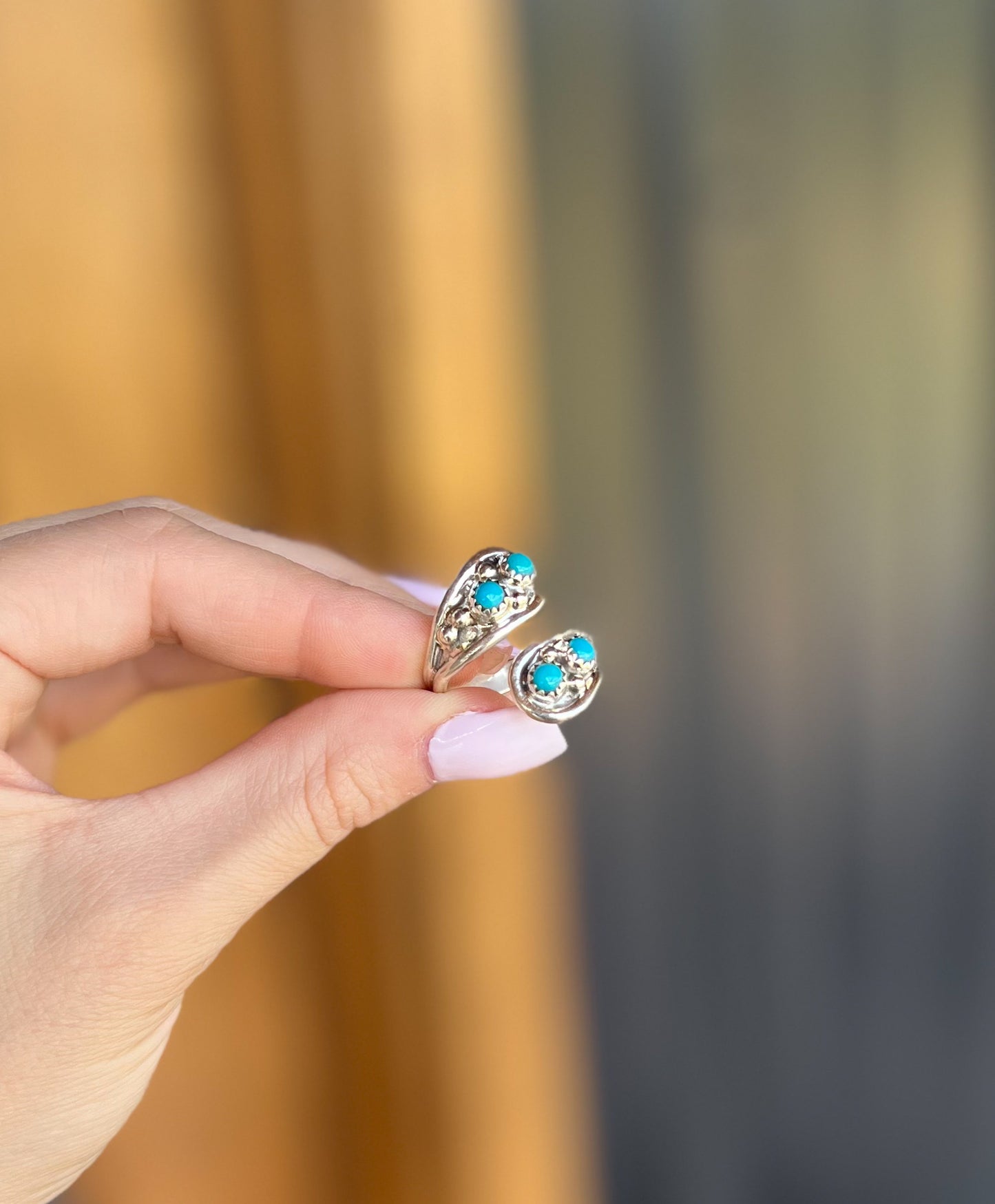 Authentic Sterling Silver Turquoise Twist Ring