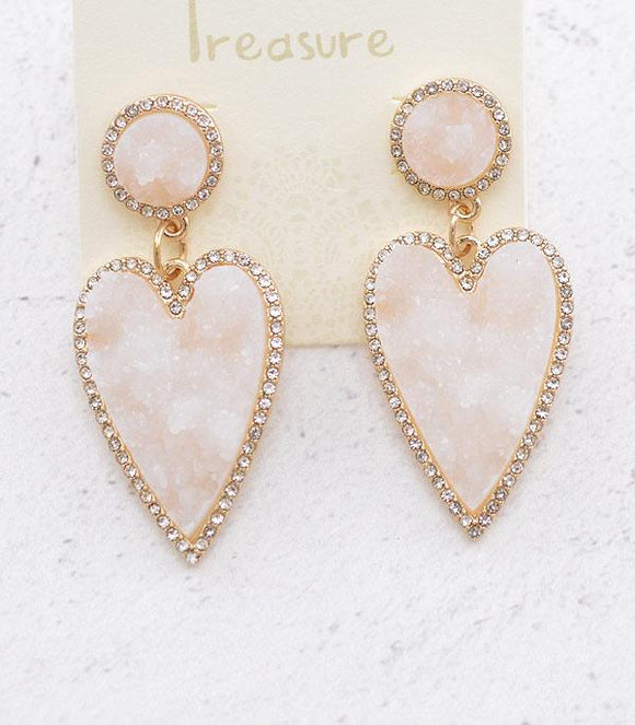 Druzy Heart Earrings