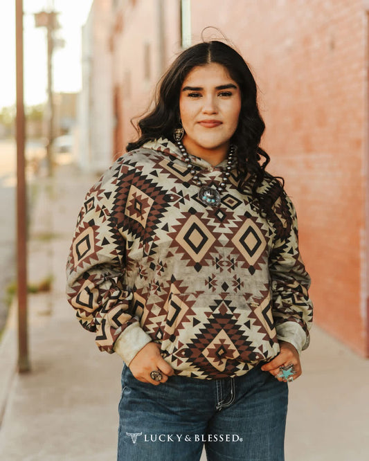 Brown Vintage Aztec Hoodie