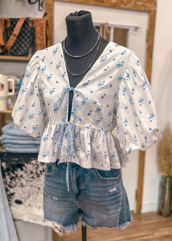 Hannah Floral Bow Top