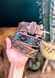 George Aztec Beaded & Tooled Belt