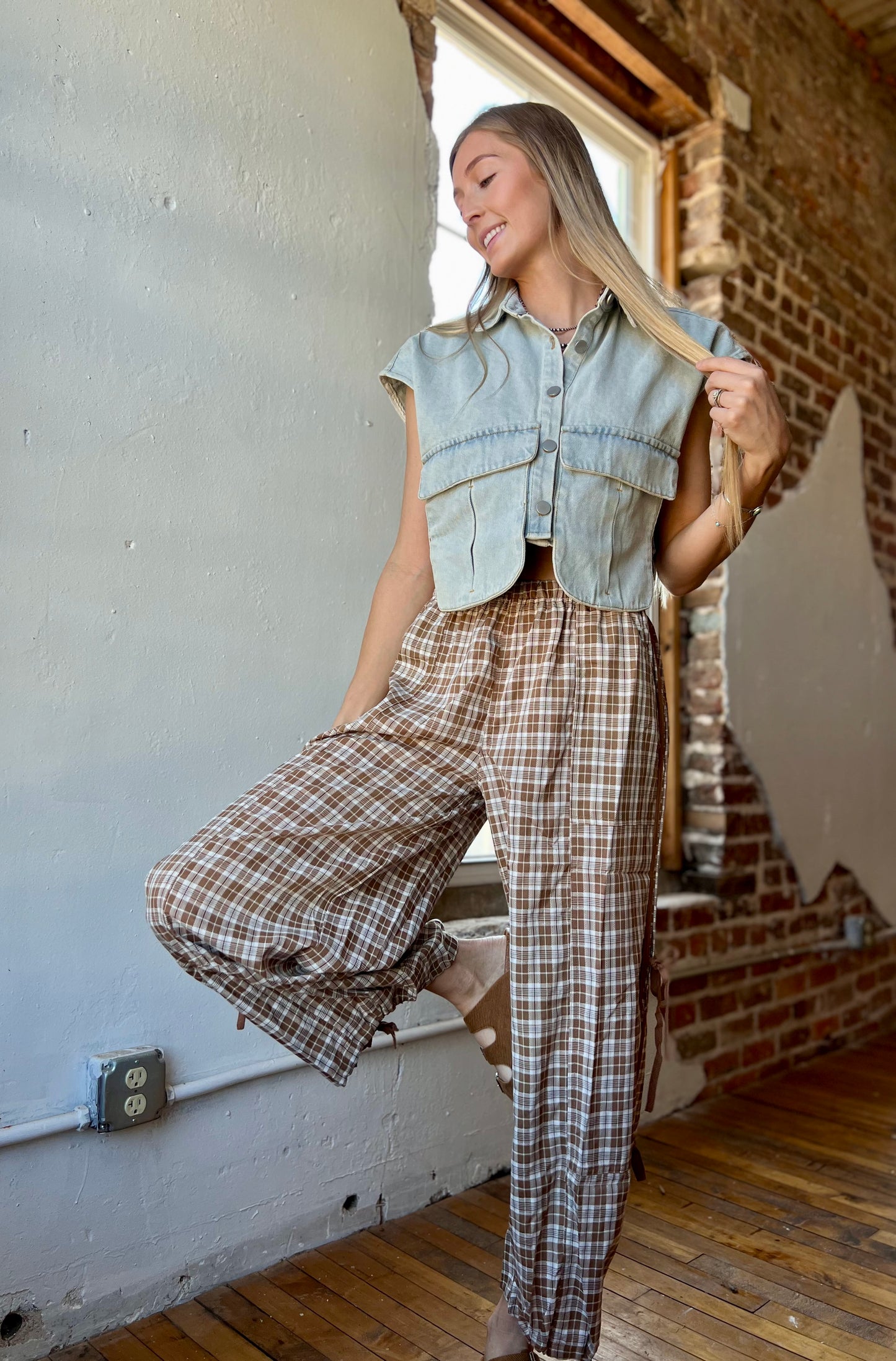 Denim Cap Sleeve Top