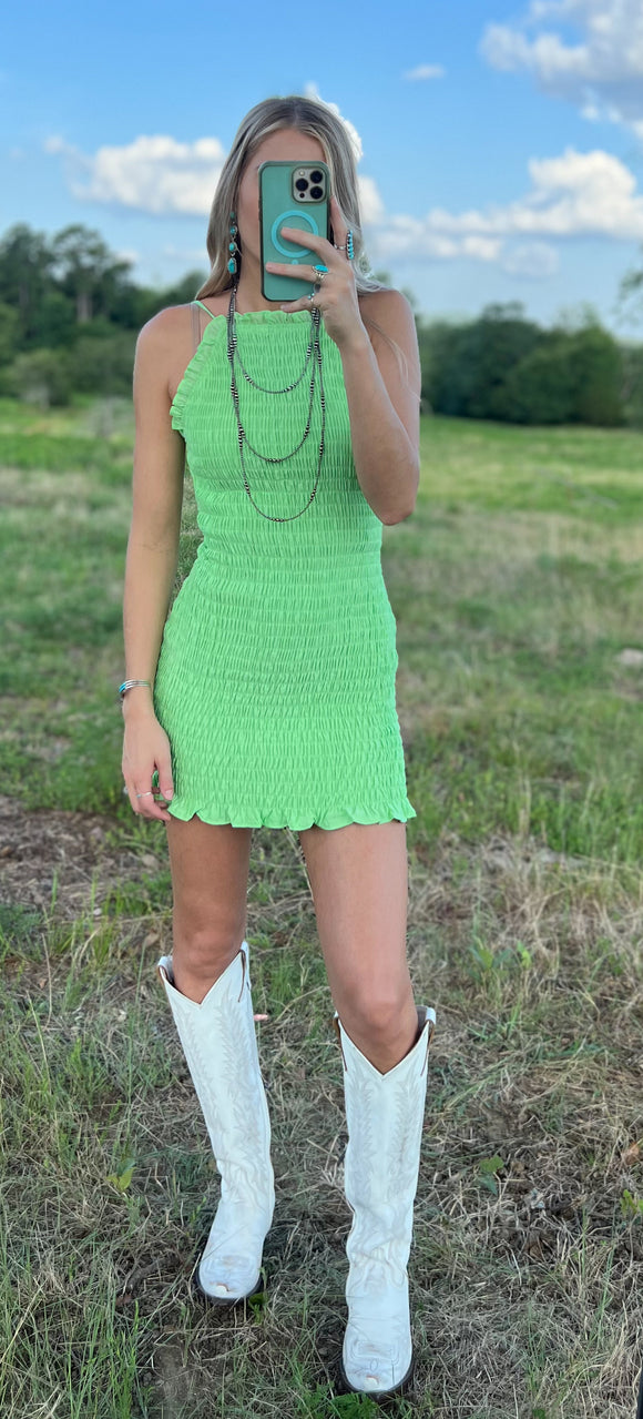 Too Late For Love Smocked Mini Dress