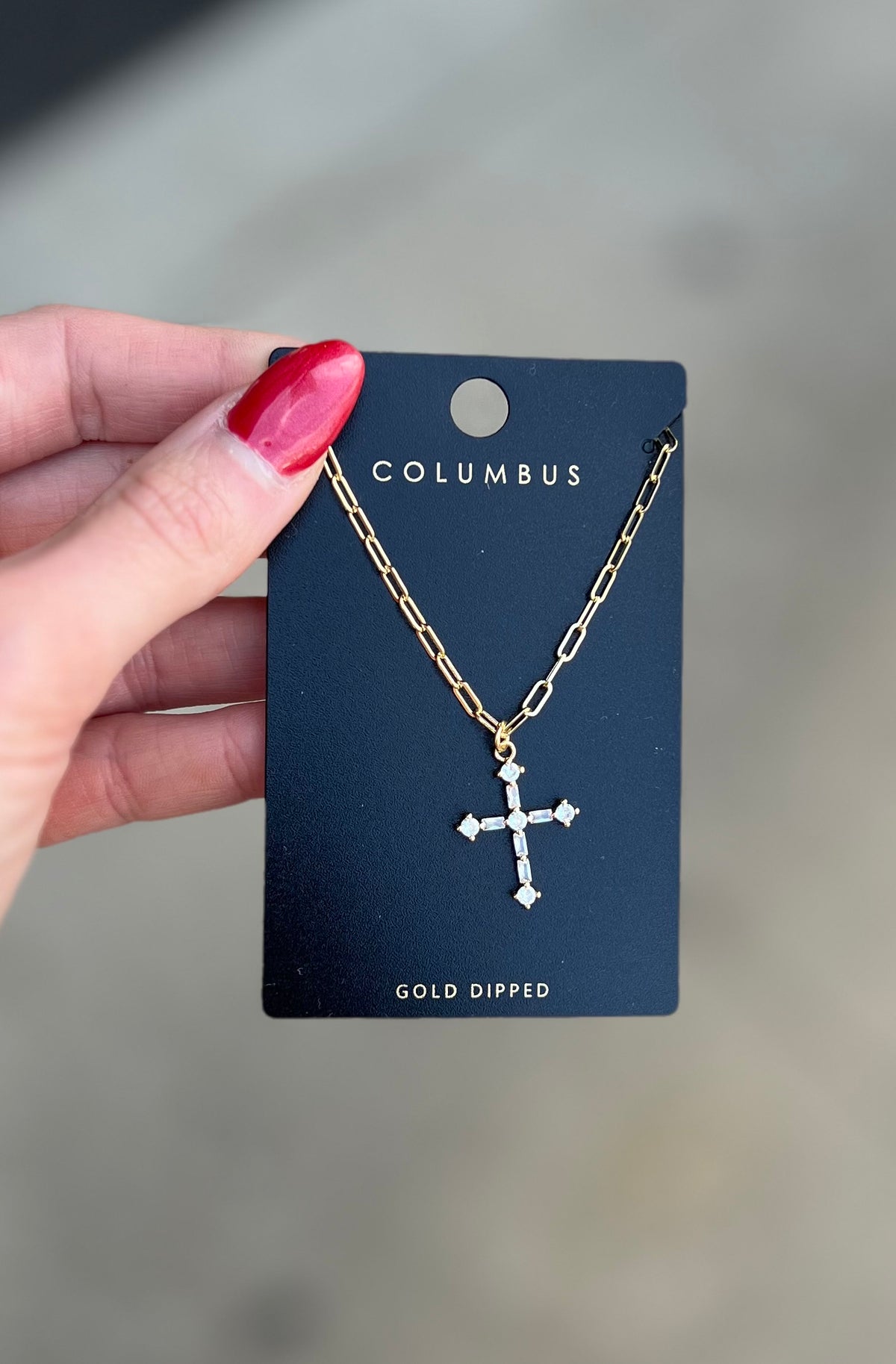 Rhinestone Gold Cross Necklace