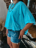 The Brynn Oversized Crop *Aqua Blue