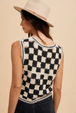 Checkerboard Crochet Knit Vest