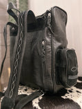 Boot Stitch Leather Backpack *Black