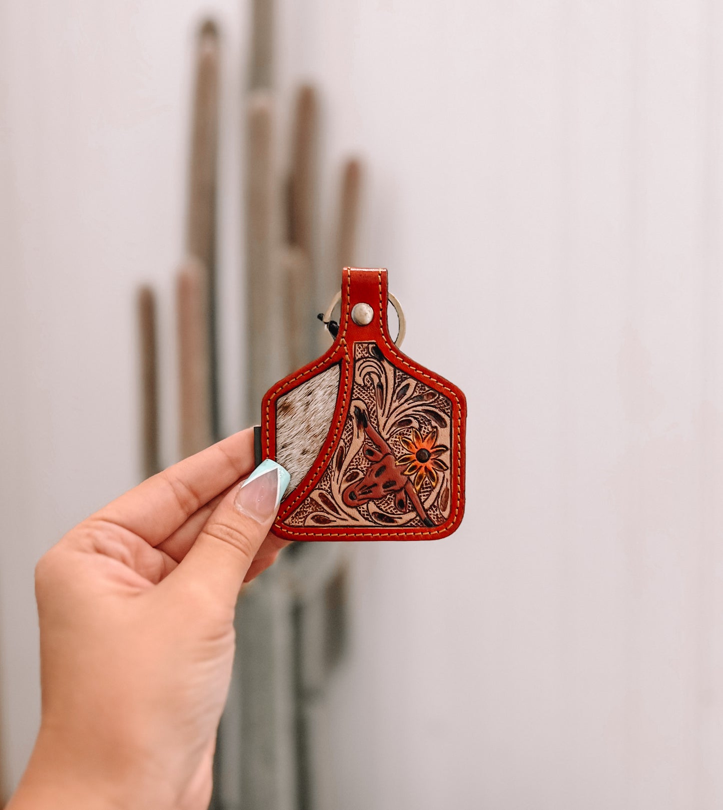 Steerhead Pass Hand-tooled Leather Key Fob