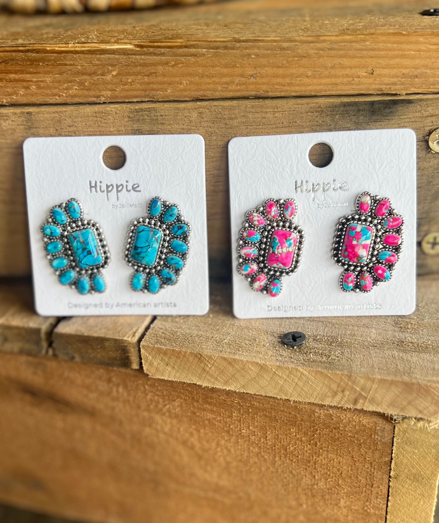 Semi Stone Cluster Earrings