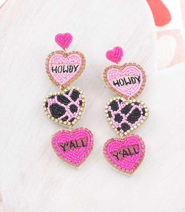 Howdy Heart Bead Earrings