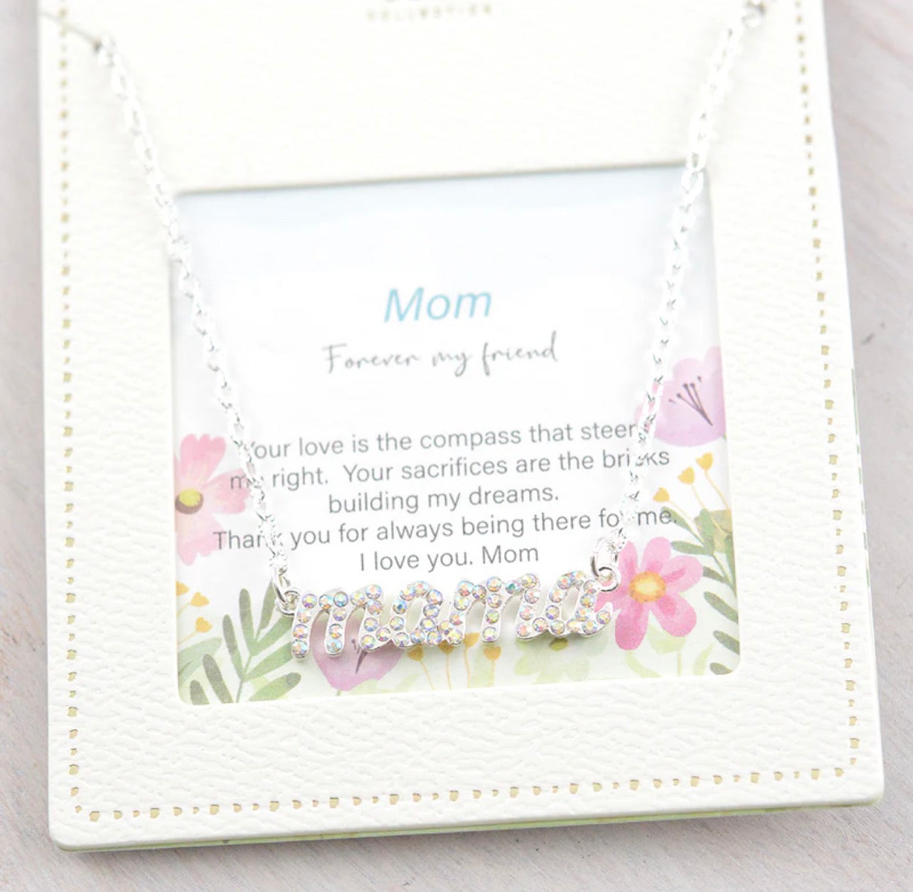 Mama Rhinestone Bar Necklace
