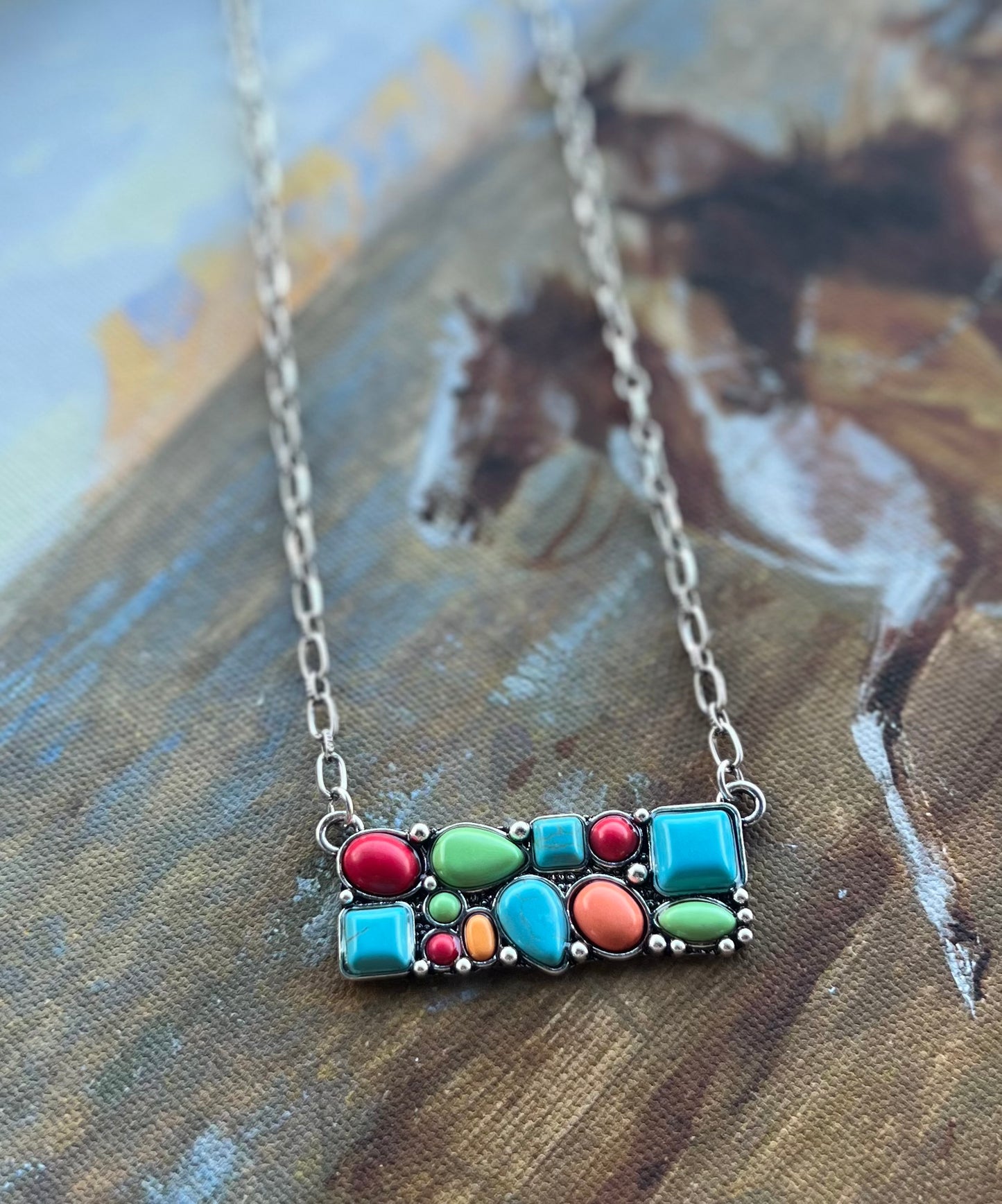 Multi-stone Bar Necklace