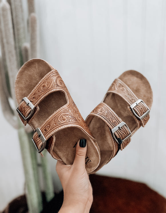 Darla Tooled Leather Sandals