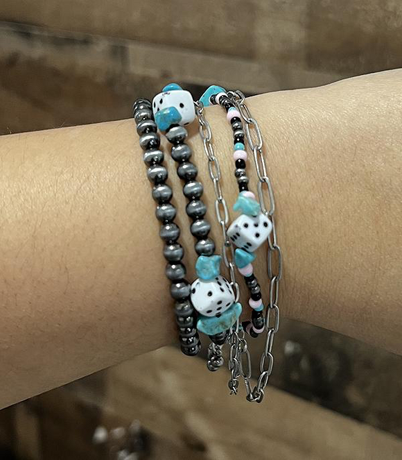 Turquoise Dice Stretch Bracelet