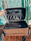 Tooled Leather 2 Tier Travel Jewelry Case