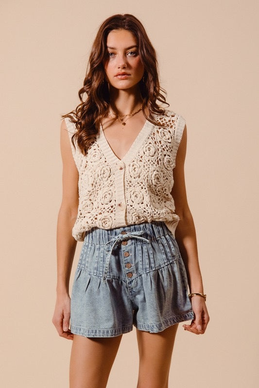 The Kelsey Flared Denim Shorts