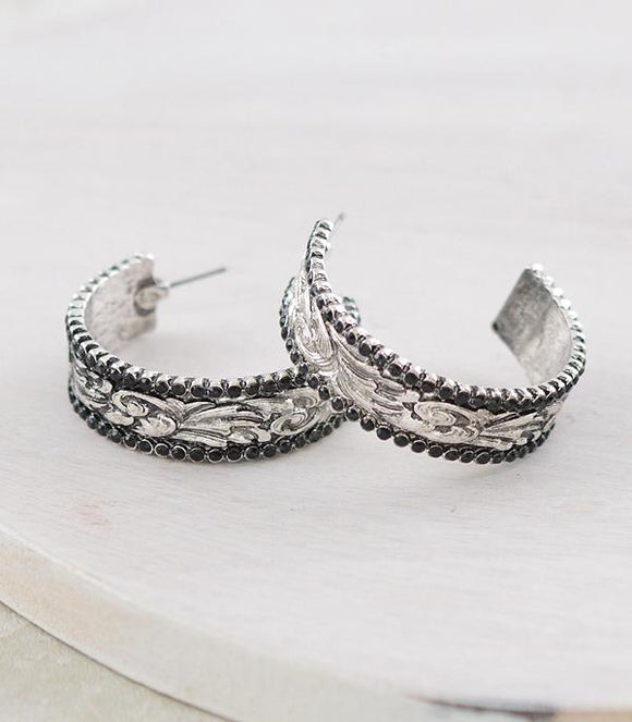 Western Tooled Hoop Earrings