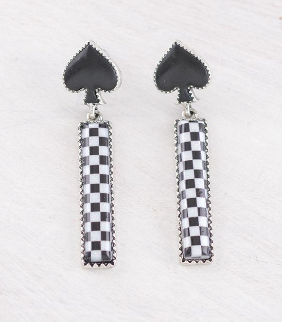 Checkered Spade Earrings