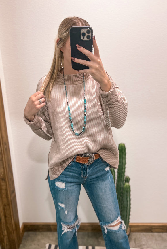 The Darla Two Tone Sweater *Ash Mocha