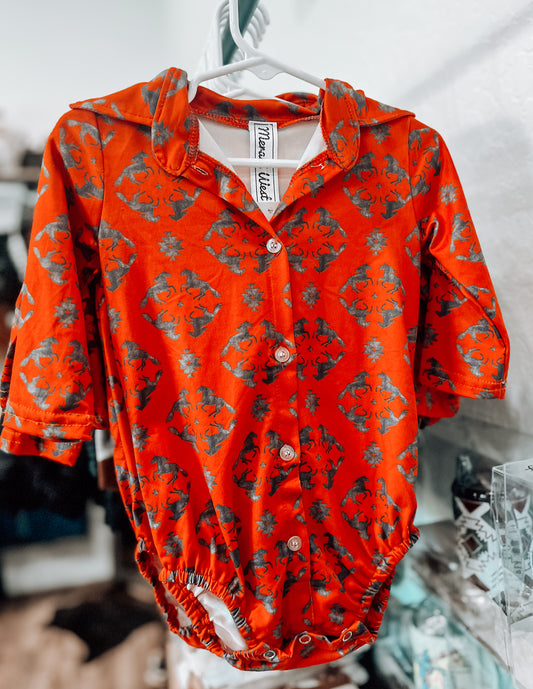 Rust Aztec Collared Onsie