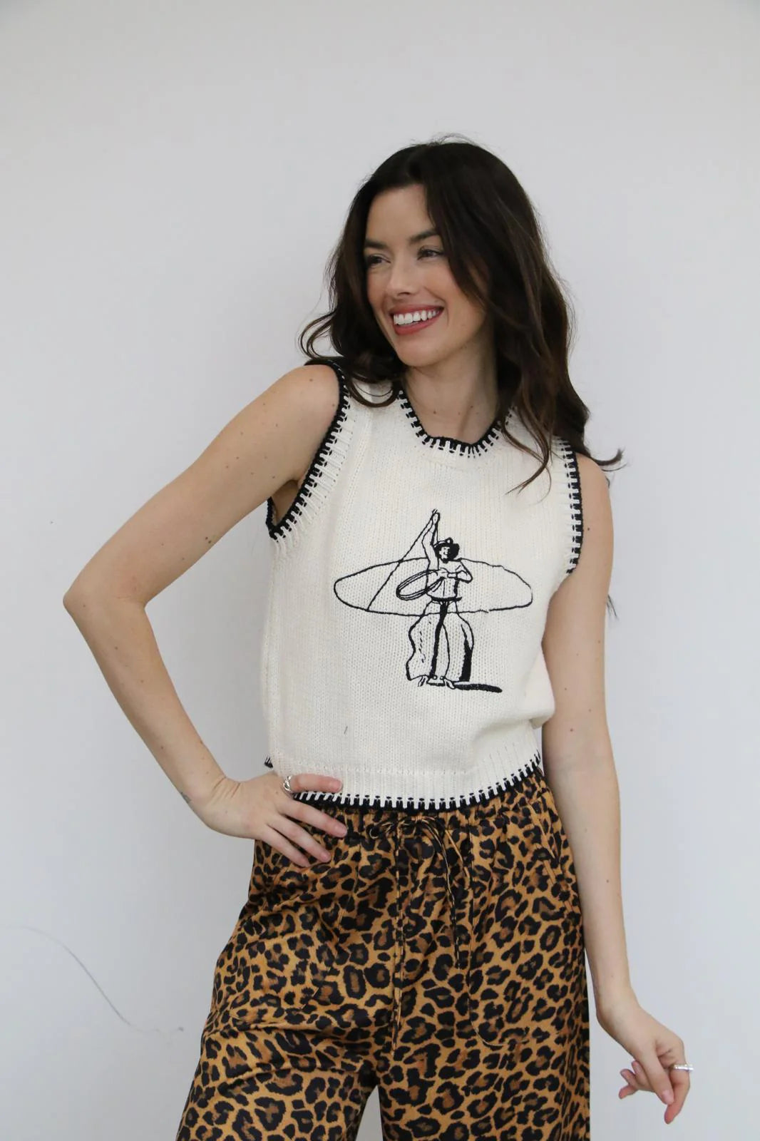 Roping Cowboy Sweater Vest