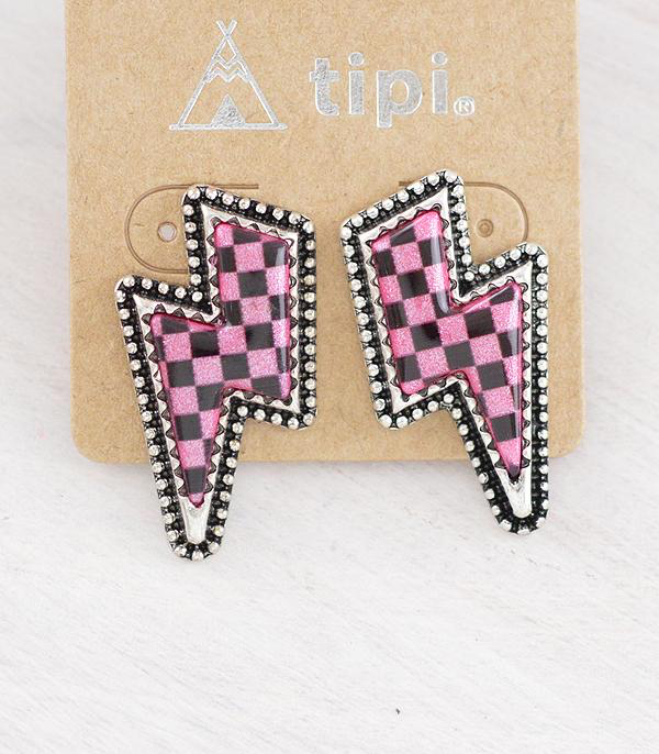 Checkered Bolt Earrings