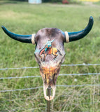 Handpainted Bronc Rider Cowskull