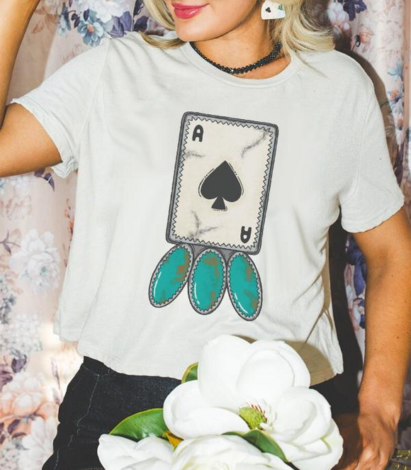 Turquoise Spade Card Graphic Tee