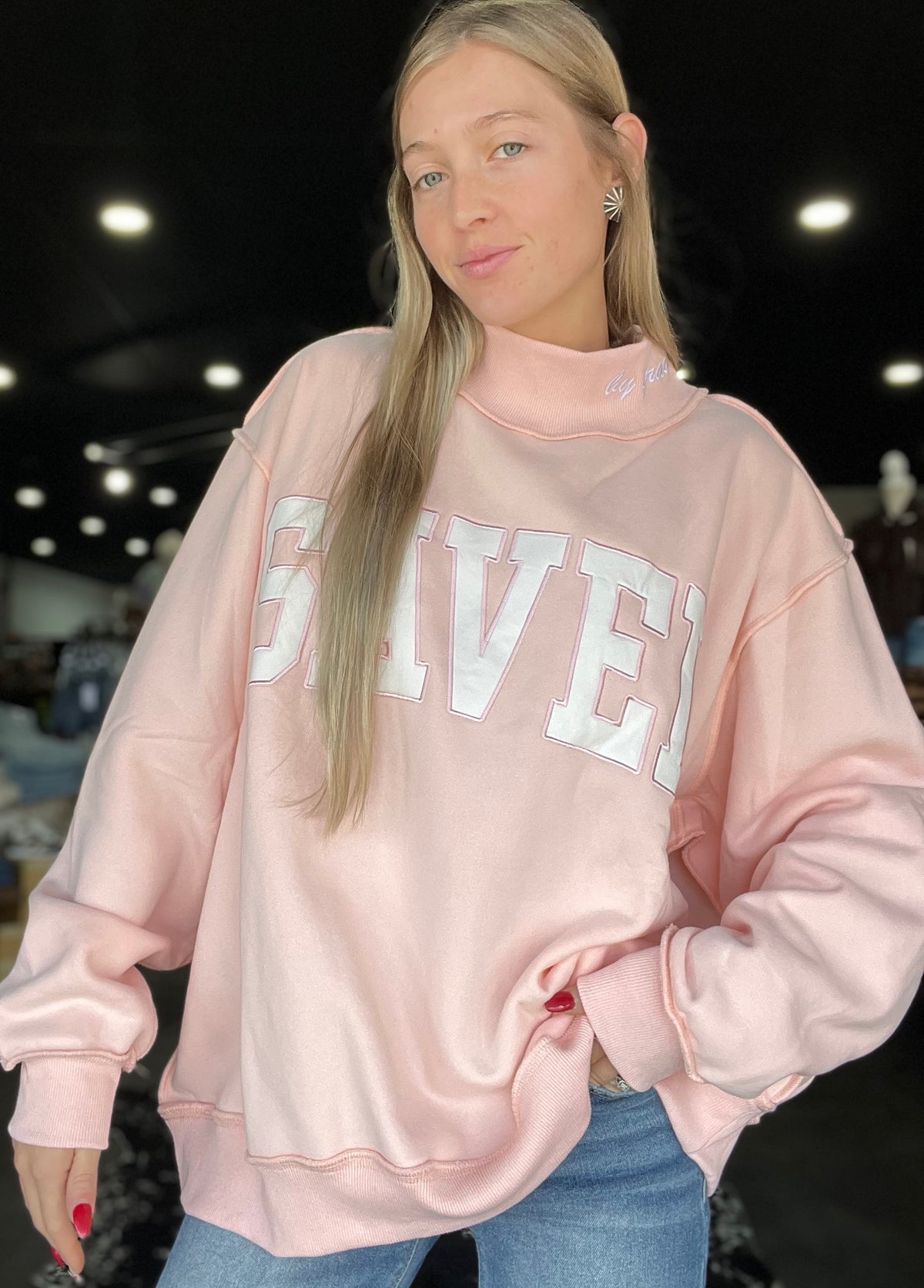 Saved By Grace Mock Neck Sweatshirt