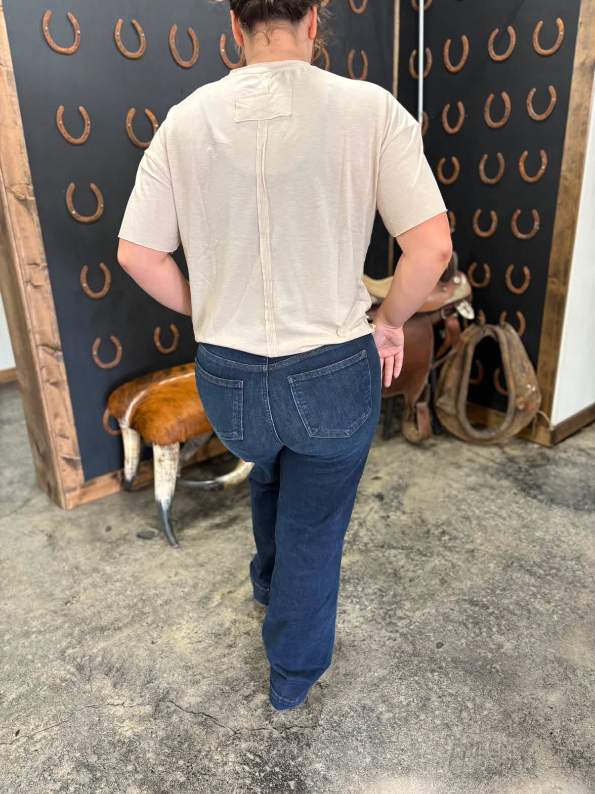 Cowboy Up Raw Hem Tee