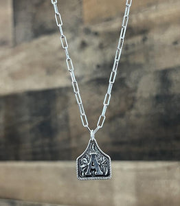 Cow Tag Initial Necklace