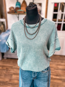 The Gabby Waffle Knit Top *Dusty Teal