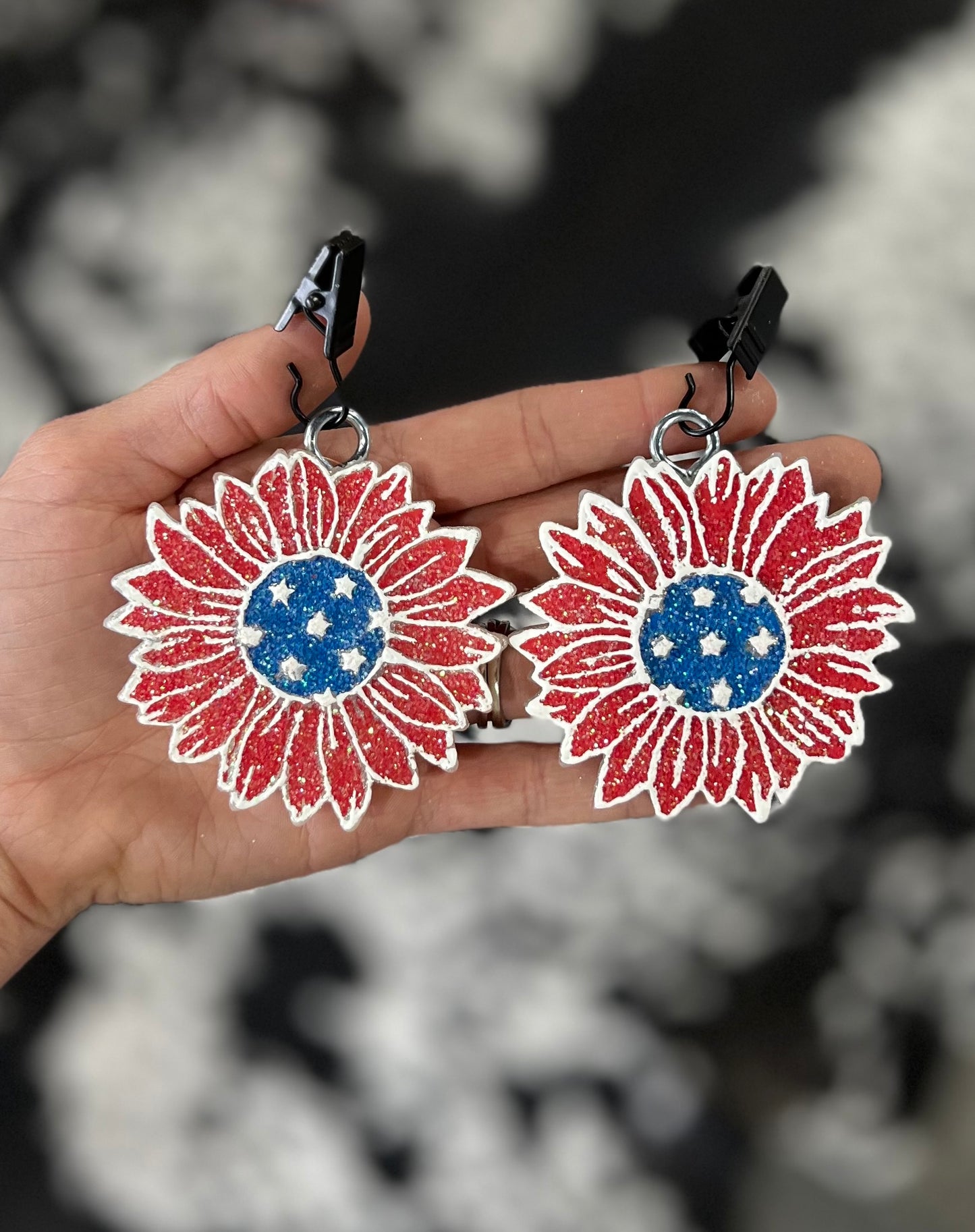 Red White & Blue Sunflower Vent Clips Freshie- Rhinestone Cowboy
