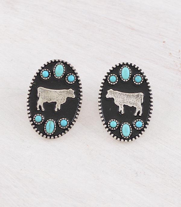 Turquoise Cow Earrings